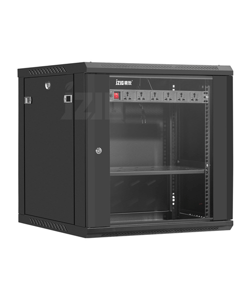 黑色玻璃門12U掛墻機柜